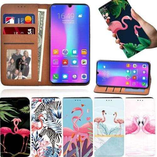 Flip Phone Case for Huawei Honor 8A/ 8A Pro/8S/9X/9X Pro/10 Lite/20 Lite/20 New Flamingo Series Pu Leather Phone Case