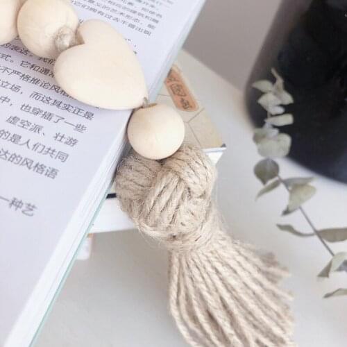 Wood Bead Garland with Tassels Farmhouse Beads Home Decoration Natural Wood Bead Room Decor