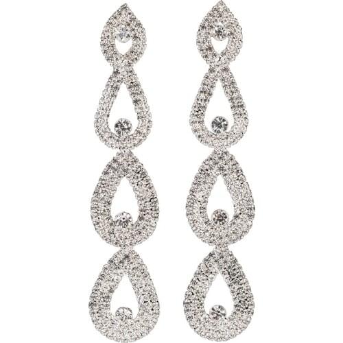Long Crystal Dangle Earrings For Women Statement Rhinestine Hanging Drop Earrings Bride Wedding Jewelry Accessory E430