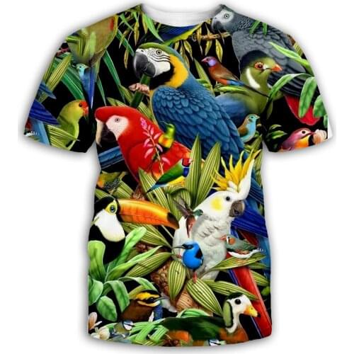 Parrot T Shirt Men Flower Tshirt Hip Hop Tee brid 3d Print T-shirt Cool Men women Clothing Casual Tops sweatshirt shirt 7XL