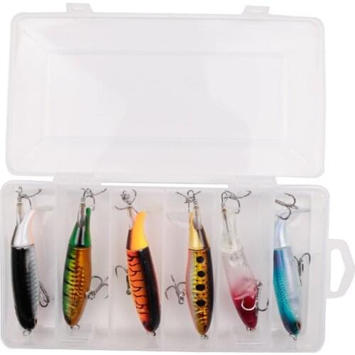 6pcs Popper fishing lures set 13G 10CM Artificial Baits with box whopper plopper Wobblers Rotating Soft Tail Fishing tackle