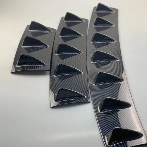 HOT Car Rear Bumper Lip Diffuser 3-7 Fin Shark Fin Style Car Back Bumper Spoiler Lip Splitter Car-Styling Carbon Fiber Top