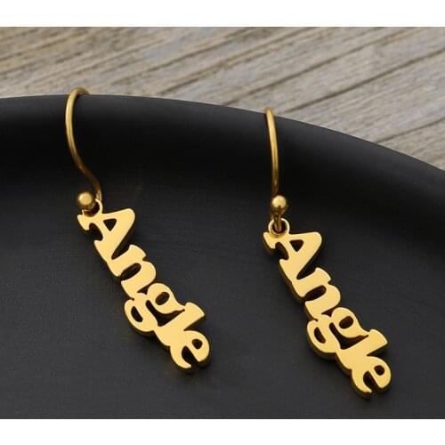 Personalized Vertical Name Earrings Dangle Name Earrings Custom Name Drop Earrings for Women Stainless Steel Bohemian Jewelry