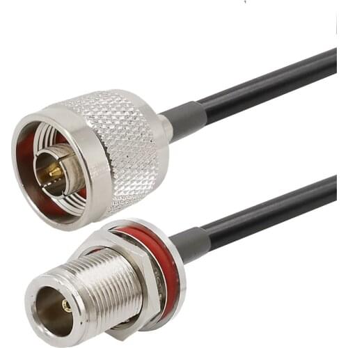 RG58 50-3 Pigtail N Male Plug to N Female Jack Bulkhead Mount RF Connector Coax Coaxial Cable Wifi Antenna Low Loss 1/3/6/9/12M