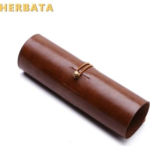 Microfiber Leather Fashionable Storage Pen Bag Roller Pen Case Large-capacity Organizing Bag Durable Estuche Escolar