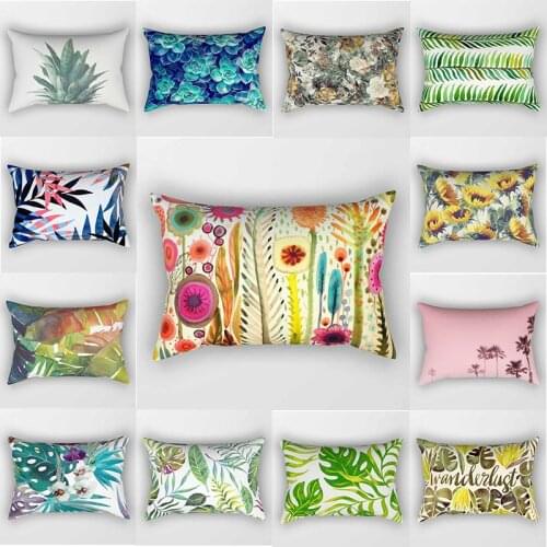 Beauty different tropical leaves flowers pillow covers travel bedroom short plush thick pillow cases small size 50cm by 30cm