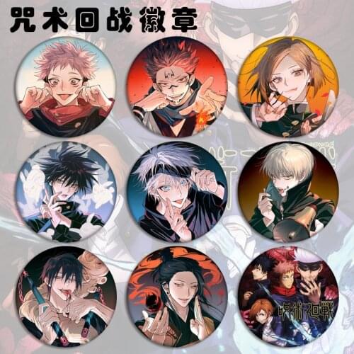 Jujutsu Kaisen Badge Broochs Kugisaki Nobara Megumi Fushiguro Brooch Medal Metal Round Brooch Pin Nice Gifts 58mm