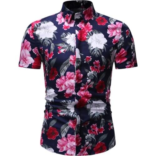 Fashion Casual Short Sleeve Print Shirts Men Casual Cool Tops Man Summer Hawaiian Printed Beach Shirt Pop New