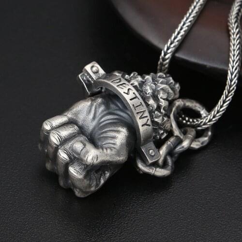Wholesale 925 Sterling Silver Hercules Fist Personality Domineering mens Pendant Thai Silver Retro Fashion Pendant Jewelry