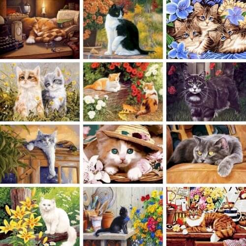 Gatyztory 60×75cm Painting By Numbers Animal Cat Handpainted Kits Canvas Drawing Acrylic Paints Wall Art Home Decor DIY Gift