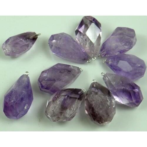 Natural purple Quartz Crystal Turquoises Faceted Unshaped pendant for diy Jewelry making Necklaces Accessories