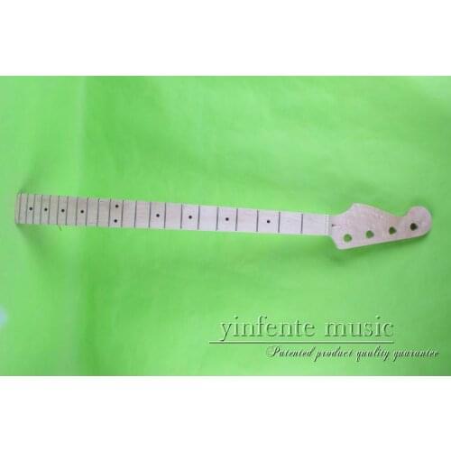 One 22 fret Unfinished electric bass guitar neck head fingerboar 4 string maple made maple fingerboard