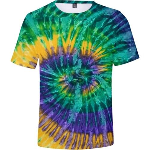 The new 2021 tie-dye element 3 d digital printing men leisure round collar T-shirt with short sleeves