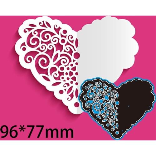 New Metal Cutting Dies Scrapbooking Half Laser Heart DIY Album Paper Craft Embossing Stencil Decoration 96*77mm