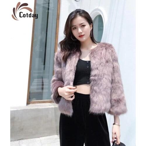 Cotday Autumn And Winter New Three Quarter Fashion Imitation Fox Fur Short Loose Korean Style Plush Fur New Women Fur Coat