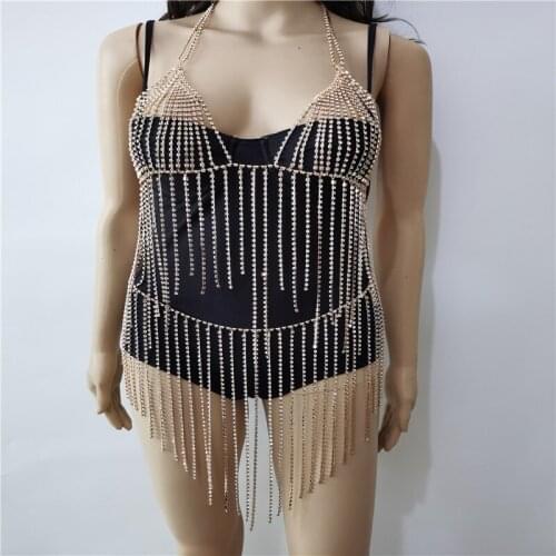 New Jazz Costumes Women Nightclub Bar Singer Dj Ds Outfit Shiny Crystal Sexy Body Chain Jewelry Rave Pole Dancewear Set DT3078