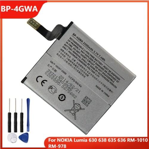 Original BP-4GWA Phone Battery For NOKIA Lumia 630 638 635 636 RM-1010 RM-978 BP-4GWA Replacement Rechargable Batteries 2000mAh
