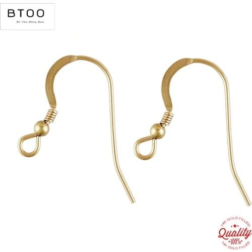 14K Gold Filled Ear Wire Flat w/Bead 2mm Bead (0.69mm) Gold Ear Wire for Jewelry Making Handmde DIY Earrings Accessories