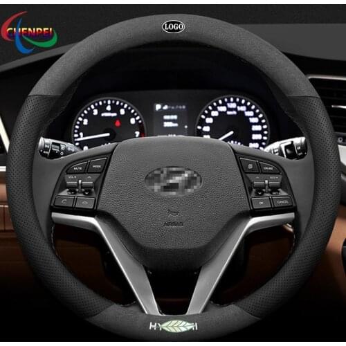 Anti-Slip Suede Car steering wheel cover For Hyundai Elantra I10 I20 Grand Starex SantaFe Sonata Tucson Car Interior Accessories