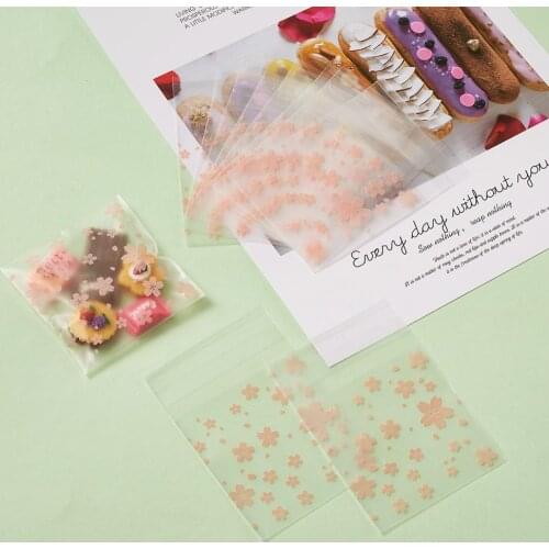 Transparent Cellophane Bags Flower Floral Pattern Self-adhesive Gift Bag Jewelry Beads Accessories Packing Bag about 95~100pcs