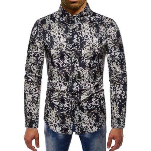 Mens Hipster Luxury Print Slim Fit Dress Shirts 2020 Brand New Long Sleeve Shirt Men Nightclub Hip Hop Streetwear Chemise Homme