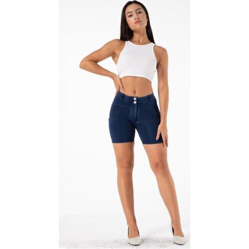 Shascullfites Melody Mid Rise Skinny Denim Blue Shorts Yoga Scrunch Bum Lift Gym And Shaping Knickers