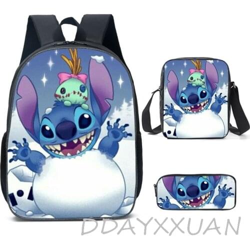 Disney stitch Cartoon pattern schoolbag 1-6 grade primary school childrens cartoon reflective lightening Backpack