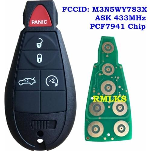 For Jeep Fobik Smart Remote Car key For DODGE For Chrysler 433Mhz 4 Button+Panic Blade with ID46 PCF7941 Electronic Chip