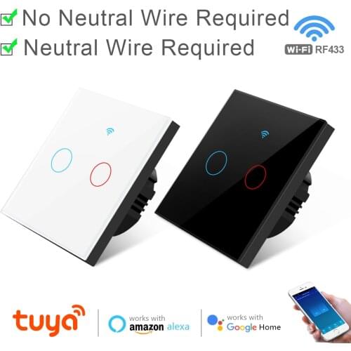 1/2/3 Gang Tuya Smart Switch Interruptor Smart Home Glass Touch Switch WIFI Circuit Breaker Light Switch Use Alexa Google Home