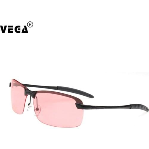 VEGA Best Profession Polarized Fishing Sunglasses Rimless Alloy Frame Red Anti Glare Glasses C3043