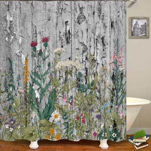 Colorful Flower leaf Butterfly Bathroom Shower Curtains Frabic Waterproof Polyester Creativity Art Wood Bath Curtains With Hooks