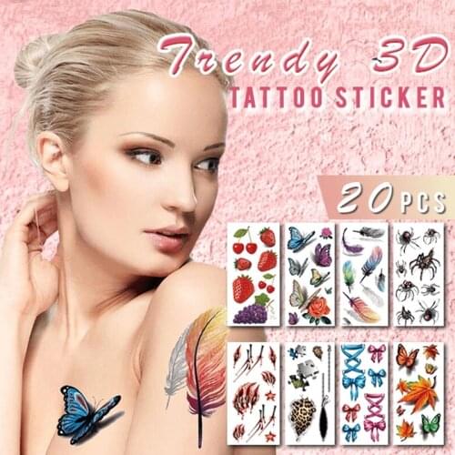 Temporary Tattoos Sticker Body Art Tattoo Sticker 3D Butterfly Rose Flower Feather Tattoo Waterproof arm shoulder fake tattoo