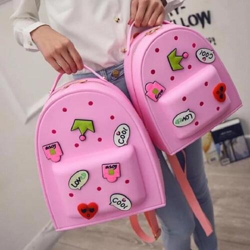 Candy Color Jelly Backpack Cartoon Graffiti Designer Women Backpacks for Teenager Girl Cute Childern School Bags