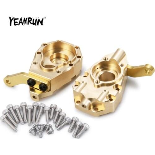 YEAHRUN 1Pair Counterweight Heavy Duty Brass Front Steering Knuckle Set with Screws for TRX-4 1:10 RC Crawler Car