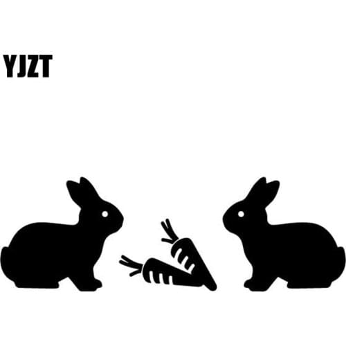 YJZT 16.6CM*5.5CM Lovely Rabbits Cartoon Decorate Pattern Car Sticker Car Door Vinyl Decal Black/Silver C4-2742
