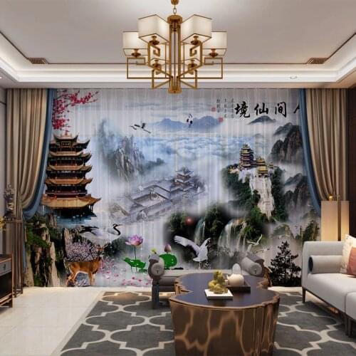 3D Customized Photo Curtains Mountains Landscape Pastoral Natural Drape Panel Sheer Tulle Curtains For Living Room Bedroom