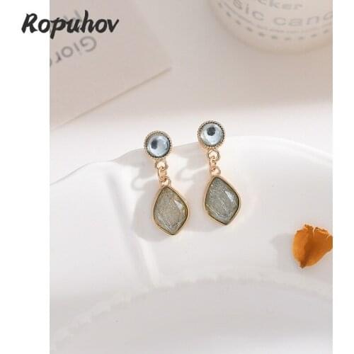 Ropuhov 2021 925 Silver Jewelrys Woman Needle Wind Super Fairy Cat Eye Advanced French Retro Drop Korean Temperament Earrings