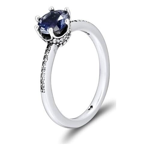 Ring Blue Crown Rings For Women Anillos Mujer Bague 925 Sterling Silver 925 Jewelry bijoux Femme Joyas Plata