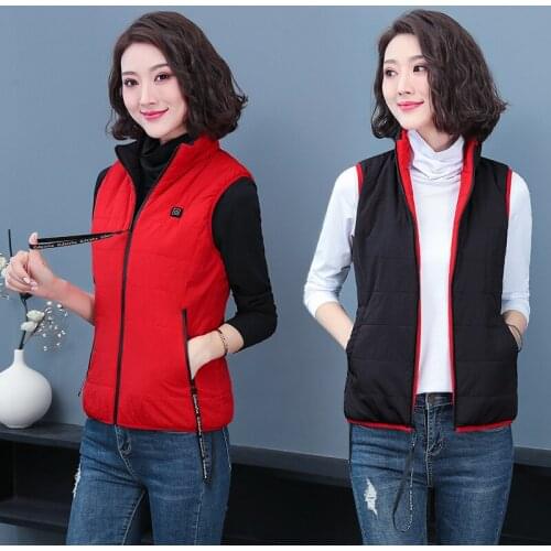 Usb Heating Vest Women Reversible Wear Heated Jacket Winter Black Coat Fishing Outdoor Heating Jacket For Women Tactical Vest