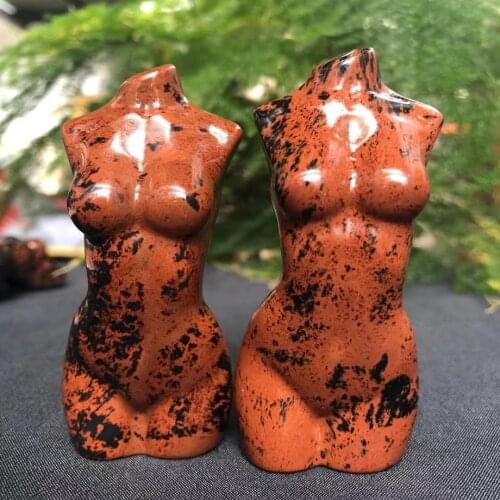 1pc 80-100g Natural Red Obsidian Female Model Statue HandPolished Home Office Reiki Energy Decoration Products