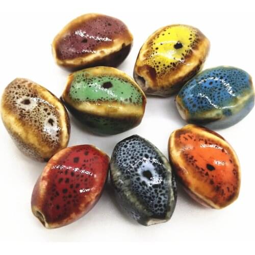 10 Pcs/Lot) 17x11.5mm Ceramic Beads DIY Handmade Glaze Porcelain Loose Beads For Necklace Bracelet Accessories