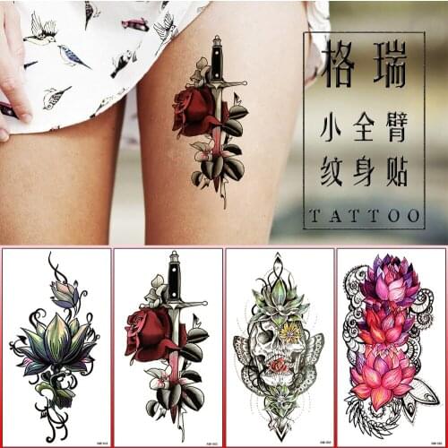 10pcs Disposable Temporary Tattoo Sticker Fashion Design Small Full Flower Arm Body Art Big Large Fake Tattoo For men and women