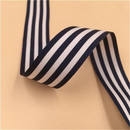 10 Yards/lot) 1" 25mm Navy And White Stripe Grosgrain Ribbon Printed Gift Wrap Ribbon Decoration Ribbons