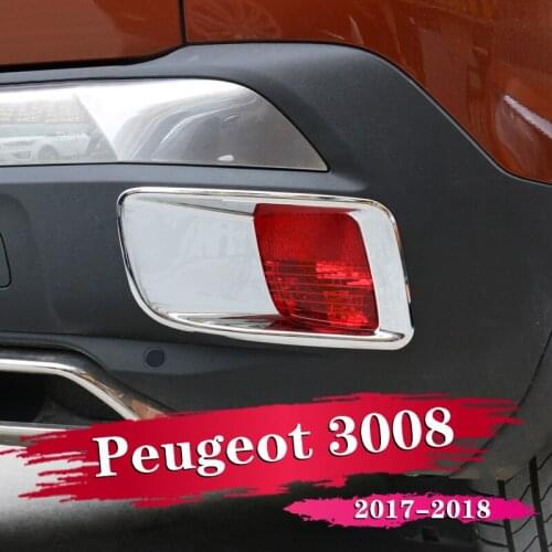 2X Car Styling For Peugeot 3008 GT 2017 2018 Car ABS Chrome Rear Fog Light Lamp Bulb Cover Trim Foglight Shade Hood Accessories