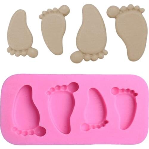 4 Hole Cute Baby Feet Shoes Silicone Fondant Mold Cake Mold Cake Decorating Moulds Christmas Kitchen Baking Tools