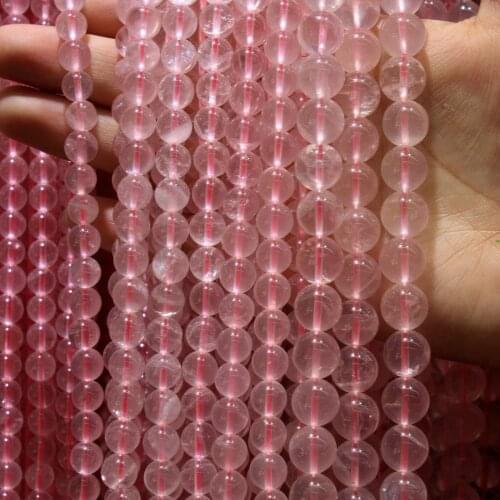 AAA+ Natural Madagascar Rose Pink Quartz Crystal TOP Quality Stone Beads For Jewelry Making DIY 4/ 6/78/10/12 mm Strand 15.5
