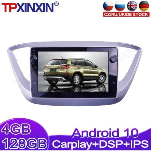 Android 10.0 4+128GB For Hyundai Solaris 2 2016-2018 Radio Tape Recorder Car Multimedia Player Stereo Head Unit GPS Navi No DSP