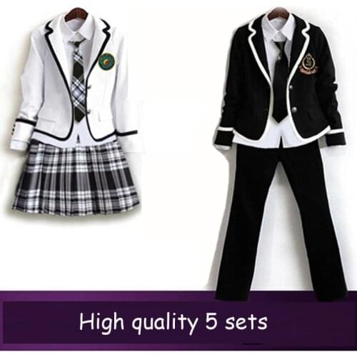 British korean japanese school uniform men and women winter clothing for school uniforme escolar costume for girl and boy 5 sets