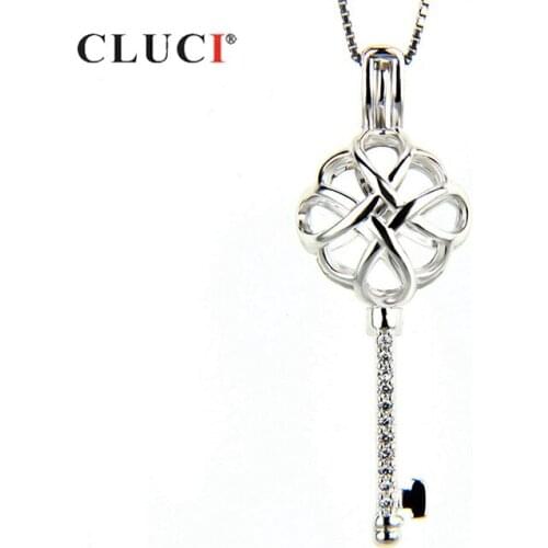 CLUCI Silver 925 Chinese Knot Shaped Charms Cage Pendant for Women Necklace Jewelry 925 Sterling Silver Locket Pendant SC031SB