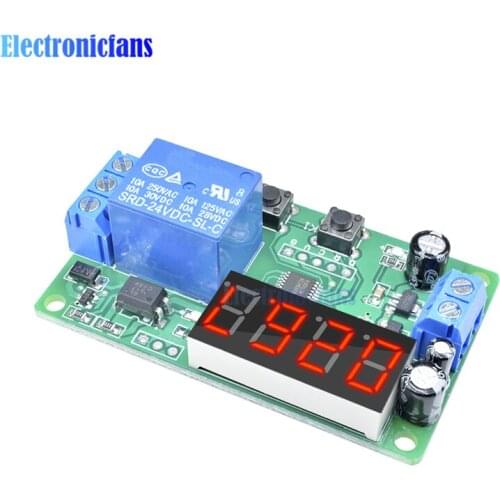 DC24V LED Digital Time Delay Relay Module Trigger Time Timer Control Cycle Adjustable On/Off Switch Board 4 digit digital tube